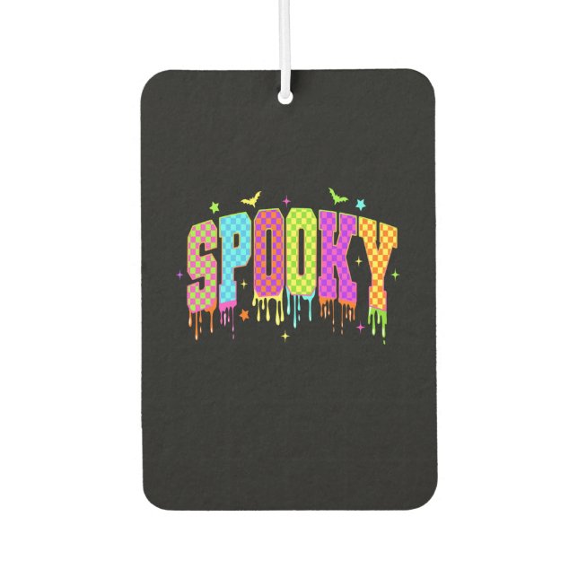 Spooky Checkered Halloween Air Freshener (Front)