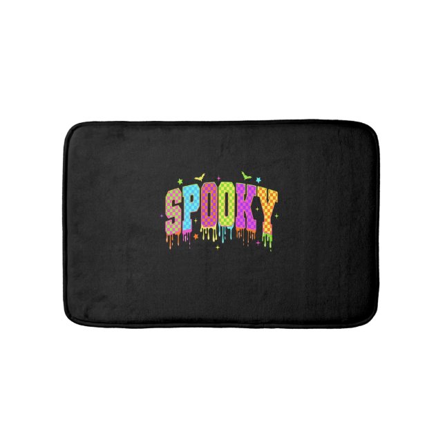 Spooky Checkered Halloween Bath Mat (Front)