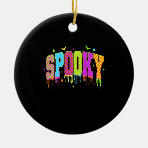 Spooky Checkered Halloween Ceramic Ornament