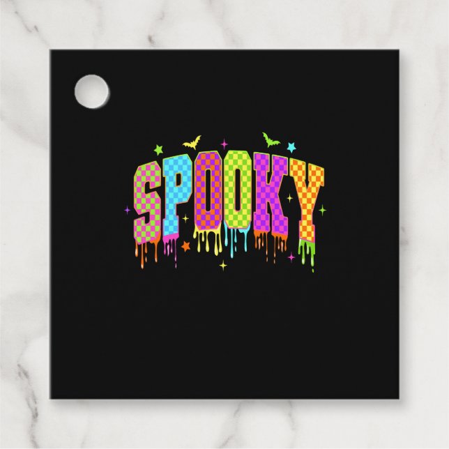 Spooky Checkered Halloween Favour Tags (Front)