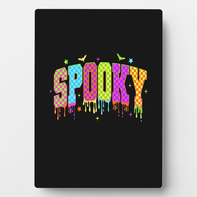 Spooky Checkered Halloween Plaque (Front)