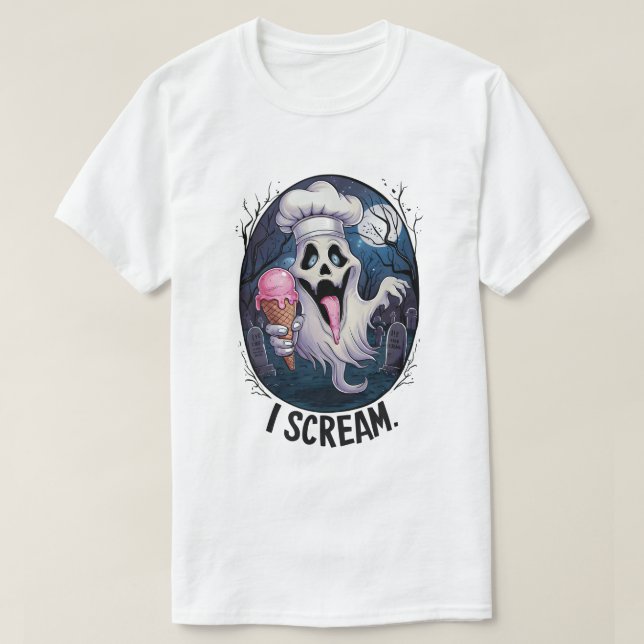 Spooky Chef Ghost Ice Cream Halloween Funny Men's T-Shirt (Design Front)