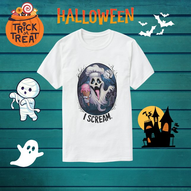 Spooky Chef Ghost Ice Cream Halloween Funny Men's T-Shirt (Creator Uploaded)