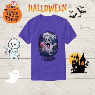 Spooky Chef Ghost Ice Cream Halloween Funny women T-Shirt