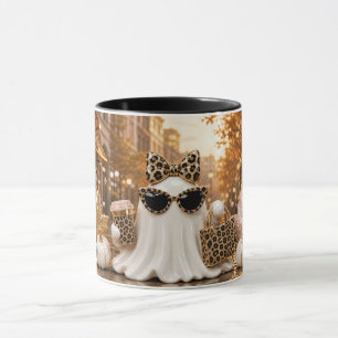 Spooky Chic Ghost Mug, Leopard Print Halloween Mug