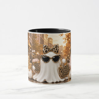 Spooky Chic Ghost Mug, Leopard Print Halloween  Mug