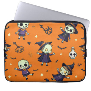 Spooky Chic Halloween Pillow - Frightfully Festive Laptop Sleeve
