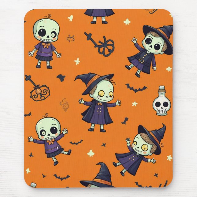 Spooky Chic Halloween Pillow - Frightfully Festive Mouse Pad (Front)