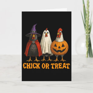 Spooky Chicken Crew Chick Or Treat Funny Halloween Card