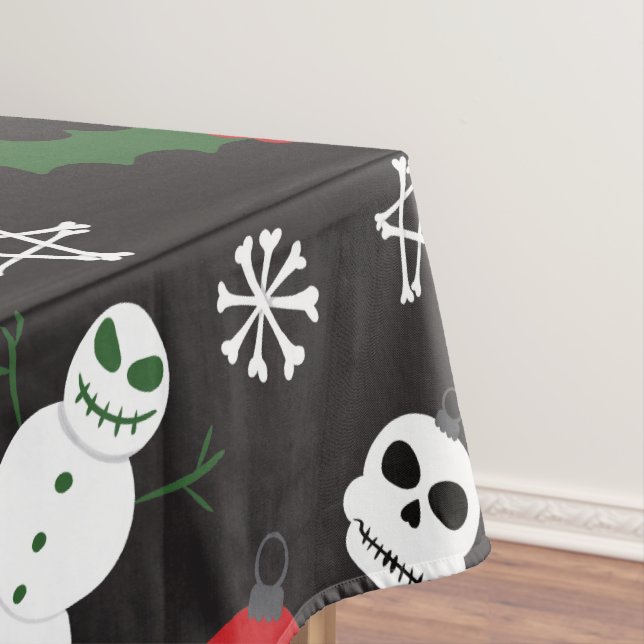 Spooky Christmas Creepy Goth Themed Holiday Tablecloth (In Situ)
