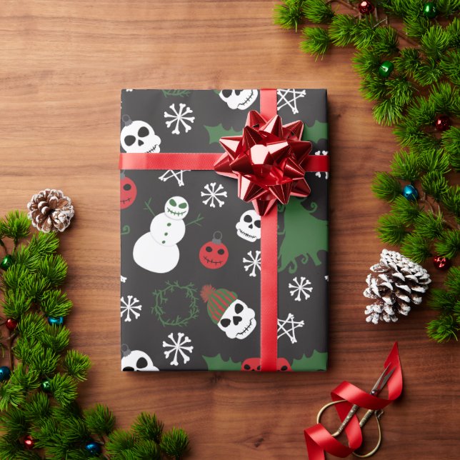 Spooky Christmas Creepy Goth Themed Holiday Wrapping Paper (Holiday Gift)