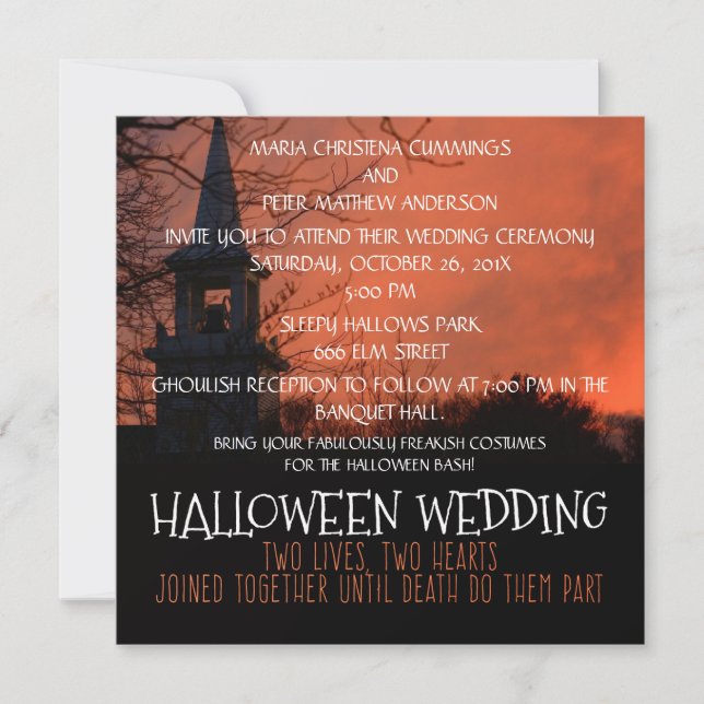 Spooky Church Halloween Wedding Invitation (Front)