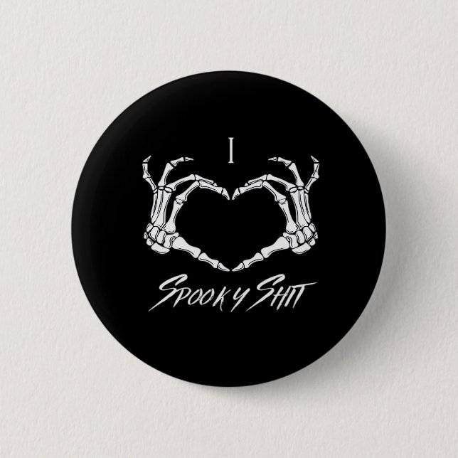 Spooky Classic - Skeleton Hands Heart 2 Inch Round Button (Front)