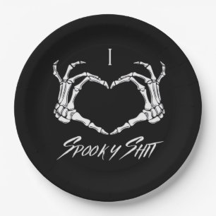 Spooky Classic - Skeleton Hands Heart Paper Plate
