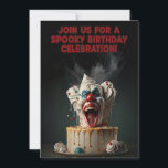 Spooky Clown Birthday Invitation Card<br><div class="desc">Make your celebration unforgettable with this spooky clown birthday invitation! Featuring a creepy clown bursting from a birthday cake, this design perfectly blends horror and fun — ideal for Halloween parties, scary movie fans, or anyone who loves a thrilling twist on a classic birthday. The back is fully customizable with...</div>