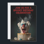 Spooky Clown Birthday Invitation Card<br><div class="desc">Make your celebration unforgettable with this spooky clown birthday invitation! Featuring a creepy clown bursting from a birthday cake, this design perfectly blends horror and fun β ideal for Halloween parties, scary movie fans, or anyone who loves a thrilling twist on a classic birthday. The back is fully customizable with...</div>