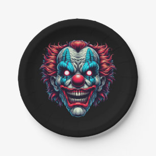 Spooky Clown Face Halloween Party Paper Plate
