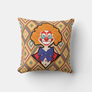 Spooky Clown Retro Halloween Creepy Carnival Throw Pillow