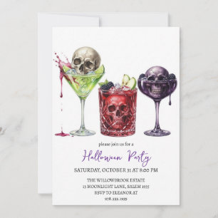 Spooky cocktail party halloween invitation