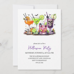 Spooky cocktail party halloween invitation
