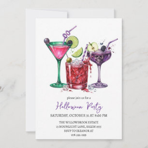 Spooky cocktail party halloween invitation