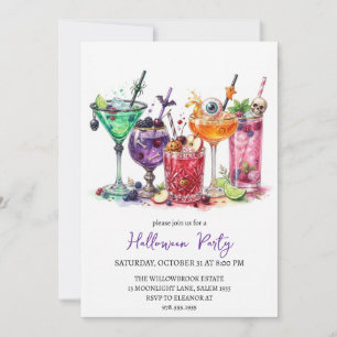 Spooky cocktail party halloween invitation