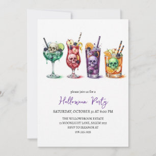 Spooky cocktail party halloween invitation