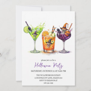 Spooky cocktail party halloween invitation