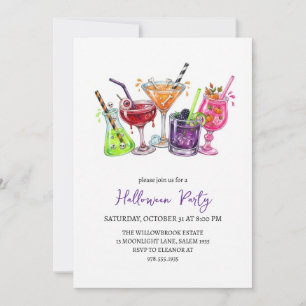 Spooky cocktail party halloween invitation