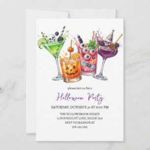 Spooky cocktail party halloween invitation