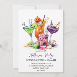 Spooky cocktail party halloween invitation