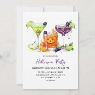 Spooky cocktail party halloween invitation