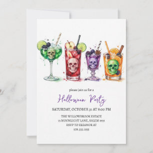 Spooky cocktail party halloween invitation