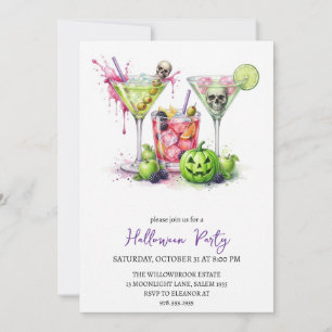 Spooky cocktail party halloween invitation