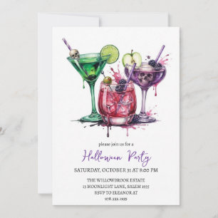 Spooky cocktail party halloween invitation