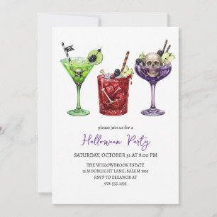 Spooky cocktail party halloween invitation