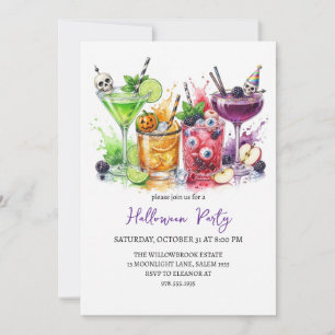 Spooky cocktail party halloween invitation
