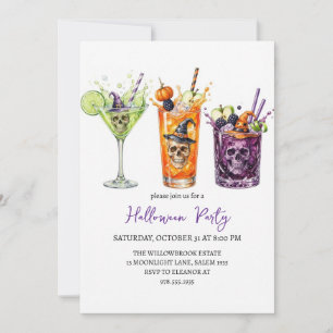 Spooky cocktail party halloween invitation