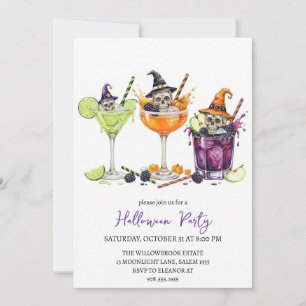 Spooky cocktail party halloween invitation