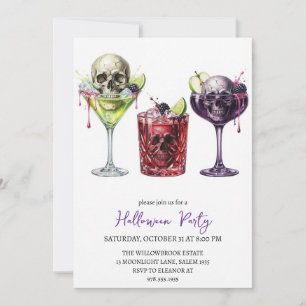 Spooky cocktail party halloween invitation