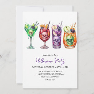 Spooky cocktail party halloween invitation