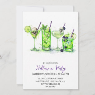 Spooky cocktail party halloween invitation