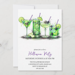 Spooky cocktail party halloween invitation