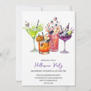 Spooky cocktail party halloween invitation