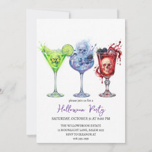 Spooky cocktail party halloween invitation