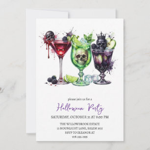 Spooky cocktail party halloween invitation