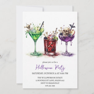 Spooky cocktail party halloween invitation