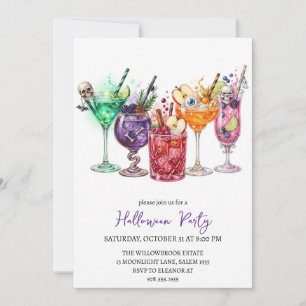 Spooky cocktail party halloween invitation