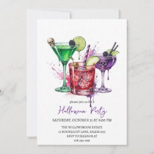 Spooky cocktail party halloween invitation