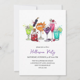 Spooky cocktail party halloween invitation